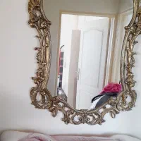 آینه و شمعدان برنزی با سنگ مرمر دیواری