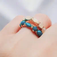 انگشتر طلایی چند تایی نگینی مدل چند رنگ