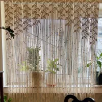 پرده مکرومه طرح برگ