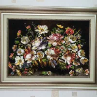 تابلو فرش گل ابریشم تبریز
