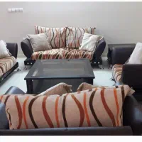 مبل راحتی چوب و چرم با پایه استیل ..  برند شرکتی