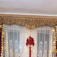 کتیبه‌ پرده طلایی با تاج شیک وزیبا|پرده، رانر، رومیزی|محمدشهر, |دیوار