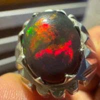 انگشتراپال اتیوپی بلک ۷رنگ کلکسیونی۶قیرات دست ساز