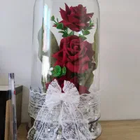 باکس شیشه ای گل رز مصنوعی نو مناسب هدیه ۳۵۰