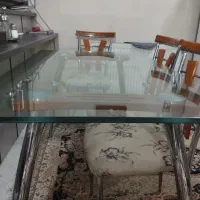 میز نهار خوری شش نفره شیشه ای