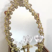 آینه و شمعدان برنجی قلم کاری با کیفیت