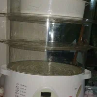 بخار پز ۳طبقه کاملا نو