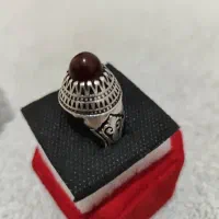 انگشتر نقره عقیق و فیروزه