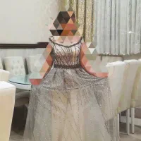 لباس شب سنگ دوزی مدل یقه قایقی