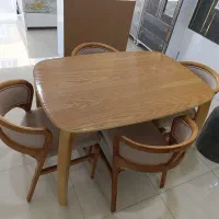میز ناهارخوری روکش چوب چهارنفره رنگ عسلی روکش چوب