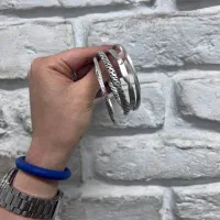 بنگل نقره دست‌ساز مردانه و زنانه
