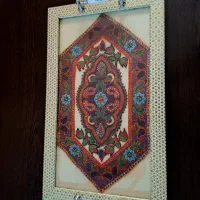 سینی پته دست دوز با قاب طرح خاتم