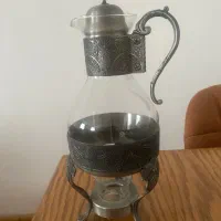 سینی چینی دسته پیوتر بهمراه قوری شیشه ای وارمری|ظروف سرو و پذیرایی|نوشهر, |دیوار