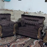 مبل ۷ نفره قهوه ای همراه عسلی