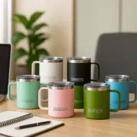 ماگ دسته دار لیوان دسته دار درب ضد ریزش ۲ جداره