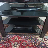 میز تلویزیون شیشه و چوب