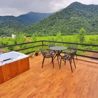 اجاره کلبه سویسی جکوزی دار دو خوابه جنگلی در ماسال