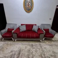 مبل هفت نفره زرشکی طوسی|مبلمان خانگی و میز عسلی|سنگر, |دیوار