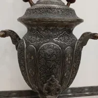 سماور مسی قلمکاری قدمت پهلوی ارتفاع ۱۱۵|کلکسیون اشیاء عتیقه|تهران, فردوسی|دیوار