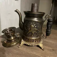 کتری زغالی برنجی با مهر برجسته روس|کلکسیون اشیاء عتیقه|کرج, گوهردشت|دیوار