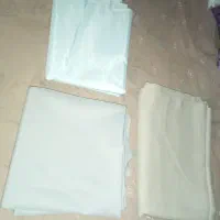 پارچه نخی پیراهنی ۳ قواره طوسی روشن و آبی روشن کرم