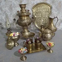 سماور برنجی زغالی ،۳ لیتری،۱۵ پارچه