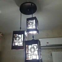لوستر چوبی ۳ آویز