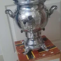 فروش سماور گازی نو با سینی استیل زیر سماور