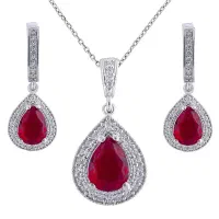 نیم ست نقره زنانه یاقوت AMT-N205 قیمت 4090000 توما