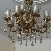 لوستر ۸ شاخه ۱۲ لاله برنج