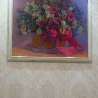 تابلو فرش گل وگلدان