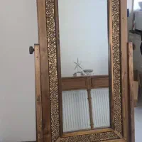 آینه تک کشو با گلنقش طلایی  زیبا