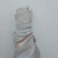 پرده نخی دوجداره سفیدواطلسی سالم درحدنو