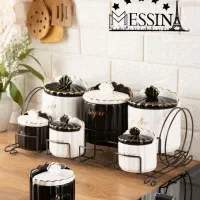 پاسماوری اورانوس جا حبوبات درب دار فلزی چینی طلایی