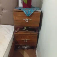 تحت دو نفره و پاتختی و دراور و آینه و چوب زیر|تخت و سرویس خواب|کرج, کرج نو|دیوار