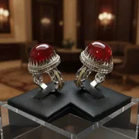 عقیق سرخ طبیعی رکاب دستساز