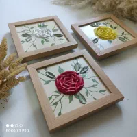 تابلو دکوراتیو مدرن برجسته مینیمال نقاشی گل با قاب