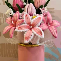 دسته گل پیپ پاک کن گل مخملی باکس گل