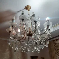 لوستر کریستال چک۱۲شاخه بدنه برنز