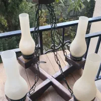 لوستر چوبی لامپا چهار شاخه
