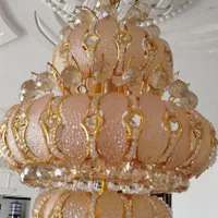 لوستر درحد نو سه طبقه لاله برنزو و کریستالی