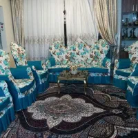 یک دست روکش  مبلی پارچه ای  آبی فیروزه ای