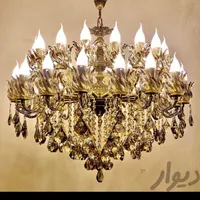 لوستر ۲۴ شعله تو پر کریستال پراصل برنجی