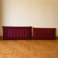 ۲ جفت پشتی ۶ گل ترکمن دستباف قدیمی