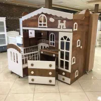 تخت کودک دو طبقه طرح کلبه