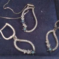 سرویس نقره گردنبند و گوشواره عیار ۹۲۵