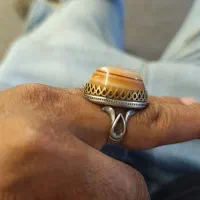 انگشتر عقیق سلیمانی سه پوست کلکسیونی، خاص و تک