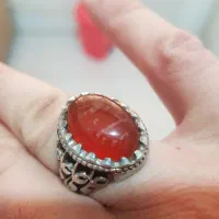 انگشتر نقره با سنگ عقیق حرز دار
