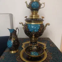 سماور ذغالی برنجی مینا کاری شده|کلکسیون اشیاء عتیقه|پاکدشت, پاکدشت (مامازند)|دیوار