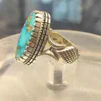 انگشتر نقره دستساز  با فیروزه ی درجه یک